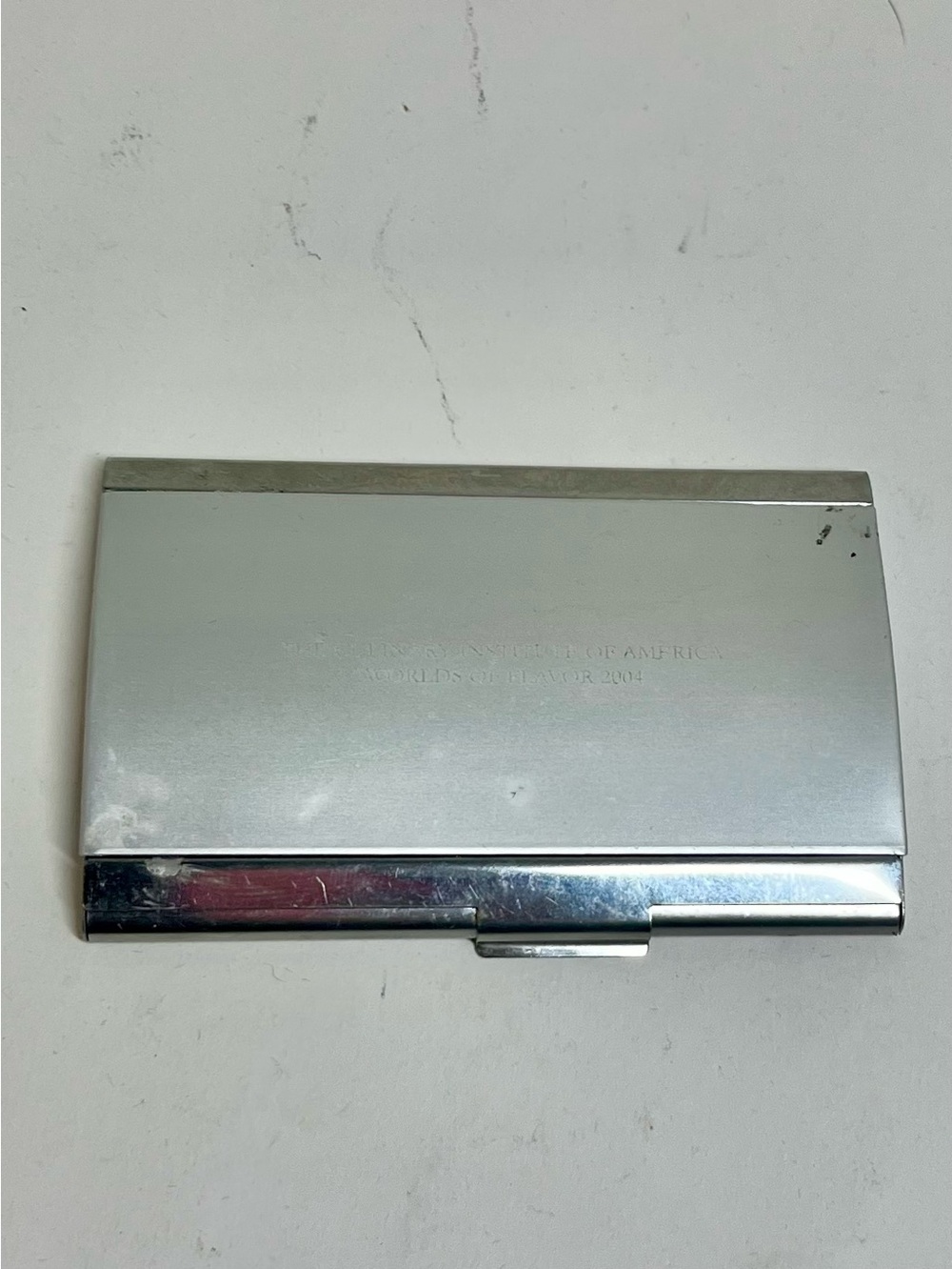 VINTAGE 2004 CULINARY INSTITUTE OF AMERICA SILVER METAL BUSINESS & CC CASE